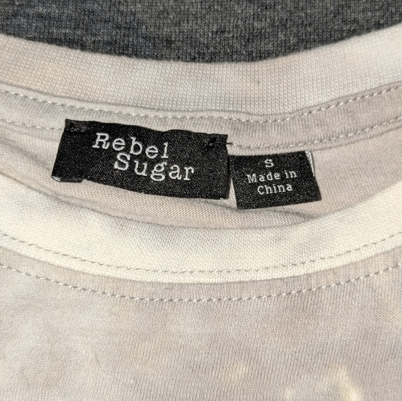 Women's Rebel Sugar White/Grey Marble Die Crop Tshirt Skeleton/Moon Graphics SM - Picture 4 of 4